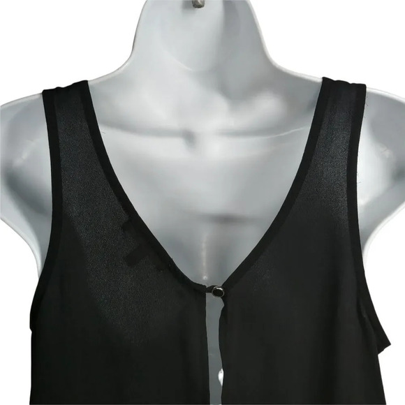 Monteau Swing Back Closure Fringe Semi-Sheer Crocheted Lace Black Top  Blouse S - Picture 6 of 8